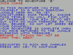 Adventure B - Inca Curse (1982)(Artic Computing)